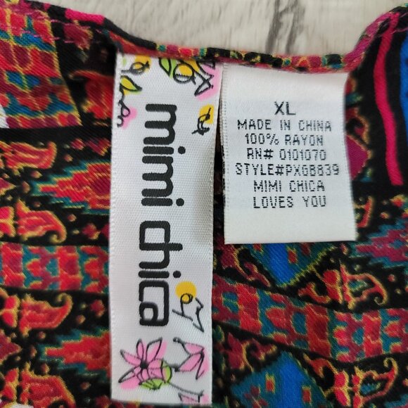 Mimi Chica Women's Bohemian Print Romper XL 100% Rayon Colorful & Comfortable - Picture 3 of 4